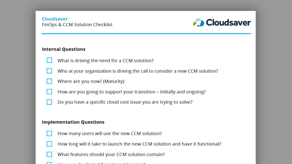 FinOps & CCM Solution Checklist